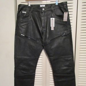 $398 Calvin Klein Jeans Leather Biker Pants